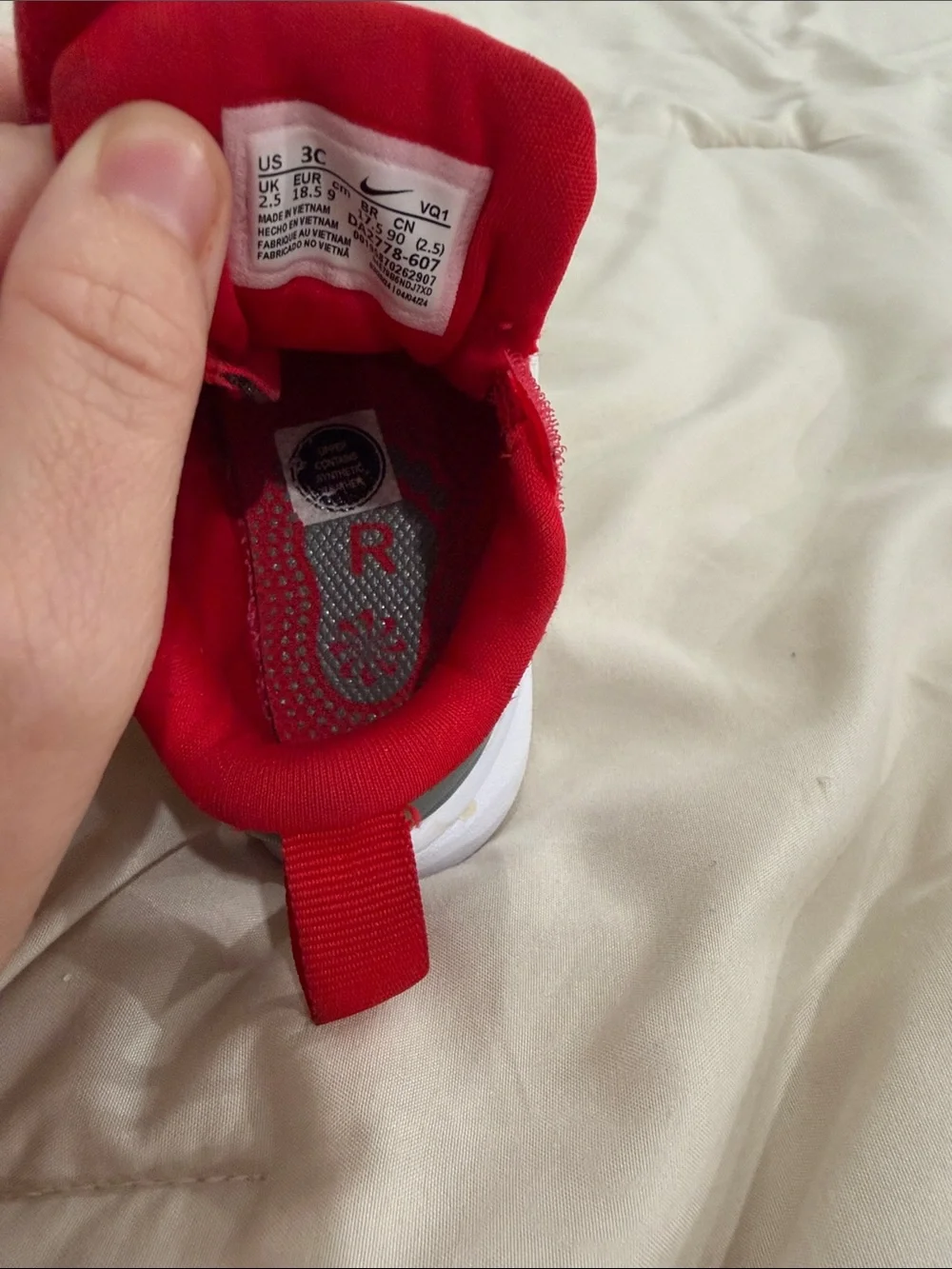 Nike Red and White Toddlers' Velcro Athletic Shoes